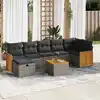 Image de vidaXL Salon de jardin 8 pcs avec coussins gris résine tressée