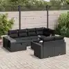 Image de vidaXL Salon de jardin 11 pcs avec coussins noir résine tressée