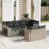 Image de vidaXL Salon de jardin 11 pcs avec coussins gris résine tressée