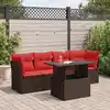 Image de vidaXL Salon de jardin avec coussins 5pcs marron résine tressée acacia