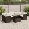 Image de vidaXL Salon de jardin 8 pcs avec coussins marron résine tressée