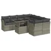 Image de vidaXL Salon de Jardin 9 pcs avec Coussins Gris résine tressée