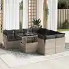 Image de vidaXL Salon de jardin 9 pcs avec coussins gris résine tressée