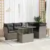Image de vidaXL Salon de jardin 6 pcs avec coussins gris résine tressée