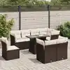 Image de vidaXL Salon de jardin avec coussins 9 pcs marron résine tressée