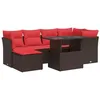 Image de vidaXL Salon de Jardin avec Coussins 7pcs Marron résine tressée Acacia