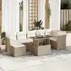 Image de vidaXL Salon de jardin avec coussins 8 pcs beige résine tressée