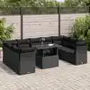 Image de vidaXL Salon de jardin 10 pcs avec coussins noir résine tressée