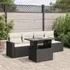 Image de vidaXL Salon de jardin 5 pcs avec coussins noir résine tressée