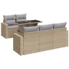 Image de vidaXL Salon de Jardin avec Coussins 6 pcs Beige résine tressée