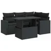 Image de vidaXL Salon de Jardin 5 pcs avec Coussins Noir résine tressée