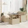Image de vidaXL Salon de jardin avec coussins 5 pcs beige résine tressée