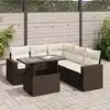 Image de vidaXL Salon de jardin avec coussins 6 pcs marron résine tressée