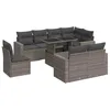 Image de vidaXL Salon de Jardin 9 pcs avec Coussins Gris résine tressée