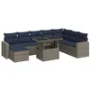 Image de vidaXL Salon de Jardin avec Coussins 9 pcs Gris résine tressée Acacia, Ensemble de canapés d'extérieur, Salon de Jardin, Ensemble de canapés en résine tressée