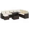 Image de vidaXL Salon de Jardin avec Coussins 9 pcs Marron résine tressée