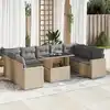 Image de vidaXL Salon de jardin avec coussins 10 pcs beige résine tressée