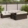 Image de vidaXL Salon de jardin et coussins 11 pcs marron résine tressée