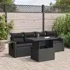 Image de vidaXL Salon de jardin 5 pcs avec coussins noir résine tressée