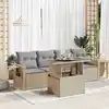 Image de vidaXL Salon de jardin avec coussins 5 pcs beige résine tressée