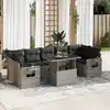 Image de vidaXL Salon de jardin 8 pcs avec coussins gris résine tressée