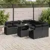 Image de vidaXL Salon de jardin 9 pcs avec coussins noir résine tressée