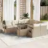 Image de vidaXL Salon de jardin avec coussins 9 pcs beige résine tressée