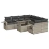 Image de vidaXL Salon de Jardin 9 pcs avec Coussins Gris Clair résine tressée