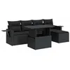 Image de vidaXL Salon de Jardin 6 pcs avec Coussins Noir résine tressée