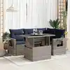 Image de vidaXL Salon de jardin 5 pcs avec coussins gris résine tressée acacia