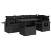 Image de vidaXL Salon de Jardin 6 pcs avec Coussins Noir résine tressée