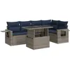 Image de vidaXL Salon de Jardin avec Coussins 6 pcs Gris résine tressée Acacia, Ensemble de canapés d'extérieur, Salon de Jardin, Ensemble de canapés en résine tressée