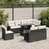 Image de vidaXL Salon de jardin 9 pcs avec coussins noir résine tressée