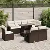 Image de vidaXL Salon de jardin avec coussins 9 pcs marron résine tressée