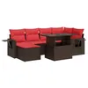 Image de vidaXL Salon de Jardin avec Coussins 7pcs Marron résine tressée Acacia, Ensemble de canapés d'extérieur, Salon de Jardin, Ensemble de canapés en résine tressée