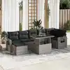 Image de vidaXL Salon de jardin 8 pcs avec coussins gris résine tressée