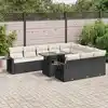Image de vidaXL Salon de jardin 11 pcs avec coussins noir résine tressée