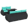Image de vidaXL Salon de Jardin 6 pcs avec Coussins Noir résine tressée Acacia, Ensemble de canapés d'extérieur, Salon de Jardin, Ensemble de canapés en résine tressée