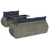 Image de vidaXL Salon de Jardin avec Coussins 6 pcs Gris résine tressée Acacia, Ensemble de canapés d'extérieur, Salon de Jardin, Ensemble de canapés en résine tressée