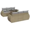 Image de vidaXL Salon de Jardin avec Coussins 7 pcs Beige résine tressée