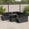 Image de vidaXL Salon de jardin 9 pcs avec coussins noir résine tressée