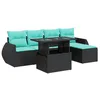 Image de vidaXL Salon de Jardin 6 pcs avec Coussins Noir résine tressée Acacia, Ensemble de canapés d'extérieur, Salon de Jardin, Ensemble de canapés en résine tressée