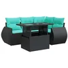 Image de vidaXL Salon de Jardin 5 pcs avec Coussins Noir résine tressée Acacia, Ensemble de canapés d'extérieur, Salon de Jardin, Ensemble de canapés en résine tressée