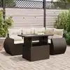 Image de vidaXL Salon de jardin avec coussins 5 pcs marron résine tressée