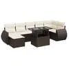 Image de vidaXL Salon de Jardin 8 pcs avec Coussins Marron résine tressée