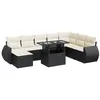 Image de vidaXL Salon de Jardin 9 pcs avec Coussins Noir résine tressée
