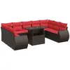 Image de vidaXL Salon de Jardin 10 pcs et Coussins Marron résine tressée Acacia, Ensemble de canapés d'extérieur, Salon de Jardin, Ensemble de canapés en résine tressée