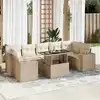 Image de vidaXL Salon de jardin avec coussins 8 pcs beige résine tressée