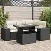 Image de vidaXL Salon de jardin 5 pcs avec coussins noir résine tressée