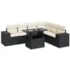 Image de vidaXL Salon de Jardin 7 pcs avec Coussins Noir résine tressée